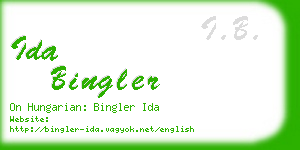 ida bingler business card